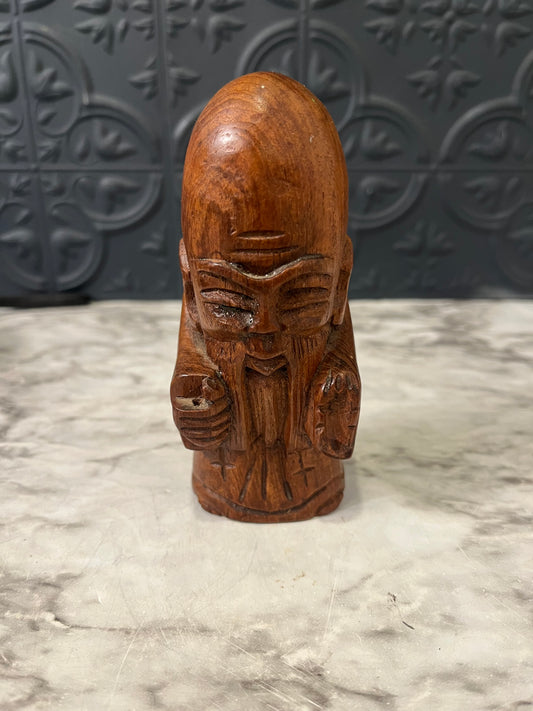 Wood Carved Asian Man Small