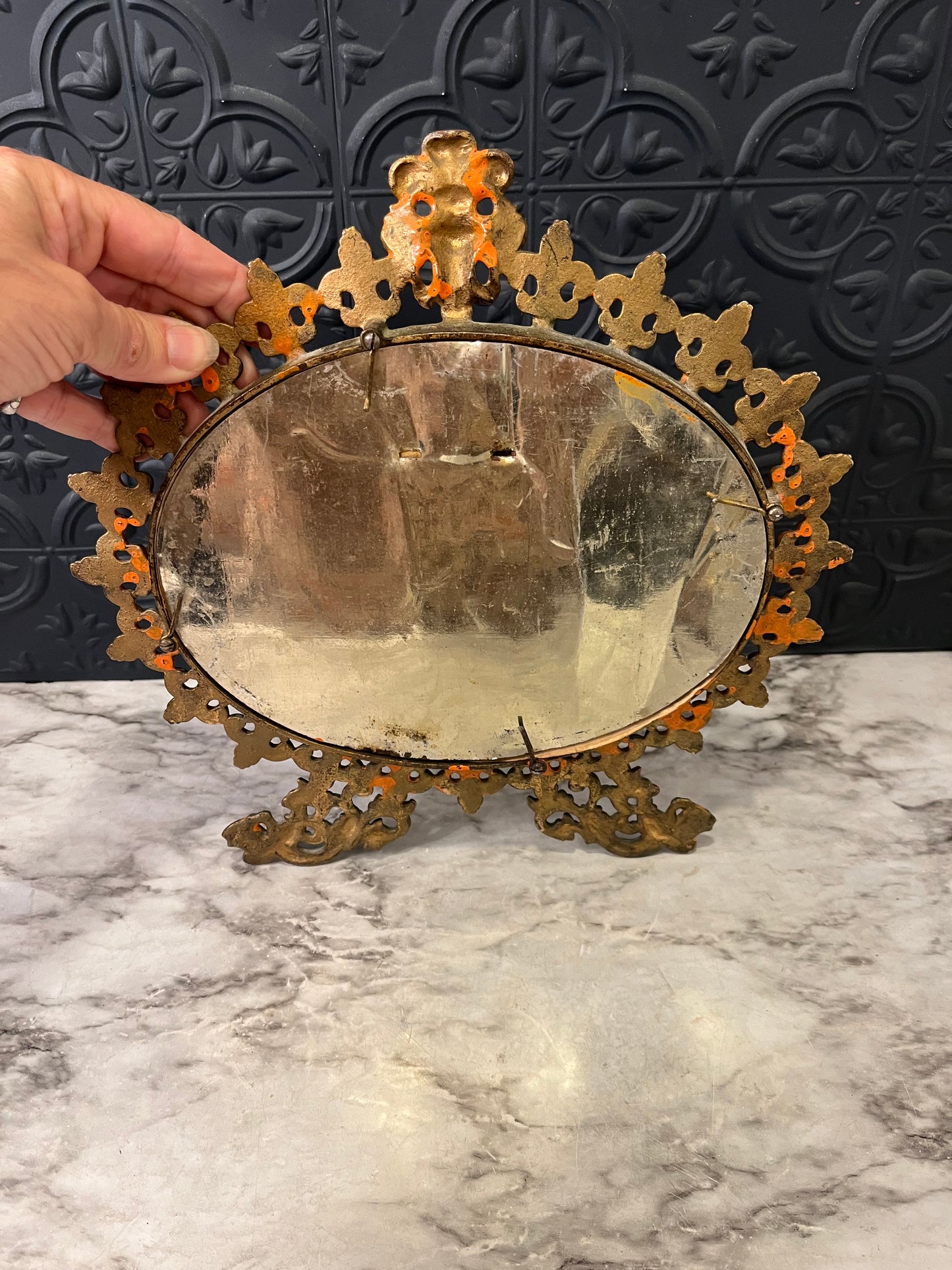 Antique Gilt Metal Mirror AS IS