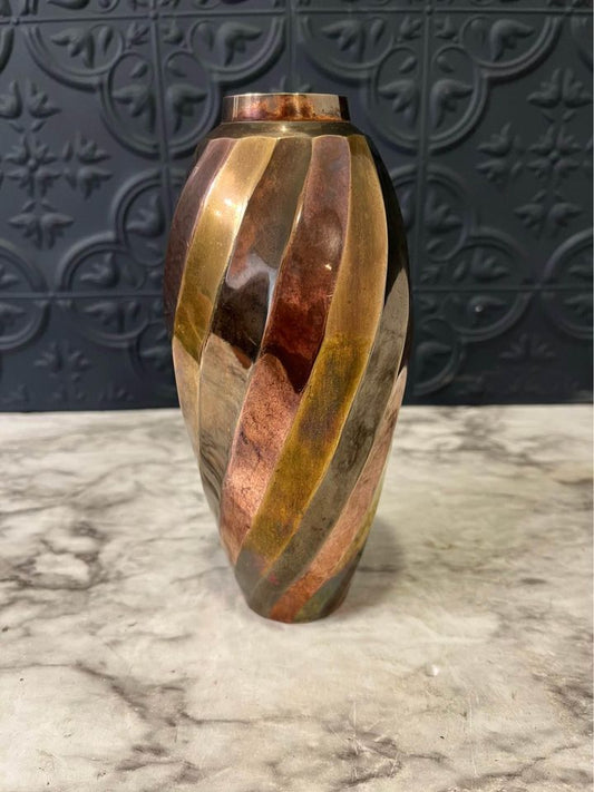 Brass Copper and Silver Vase