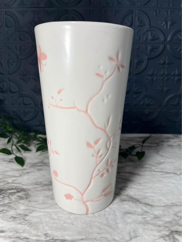 Vase with pink birds