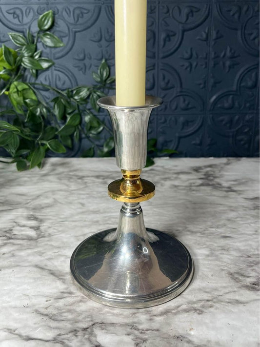 Aluminum candle holder with brass