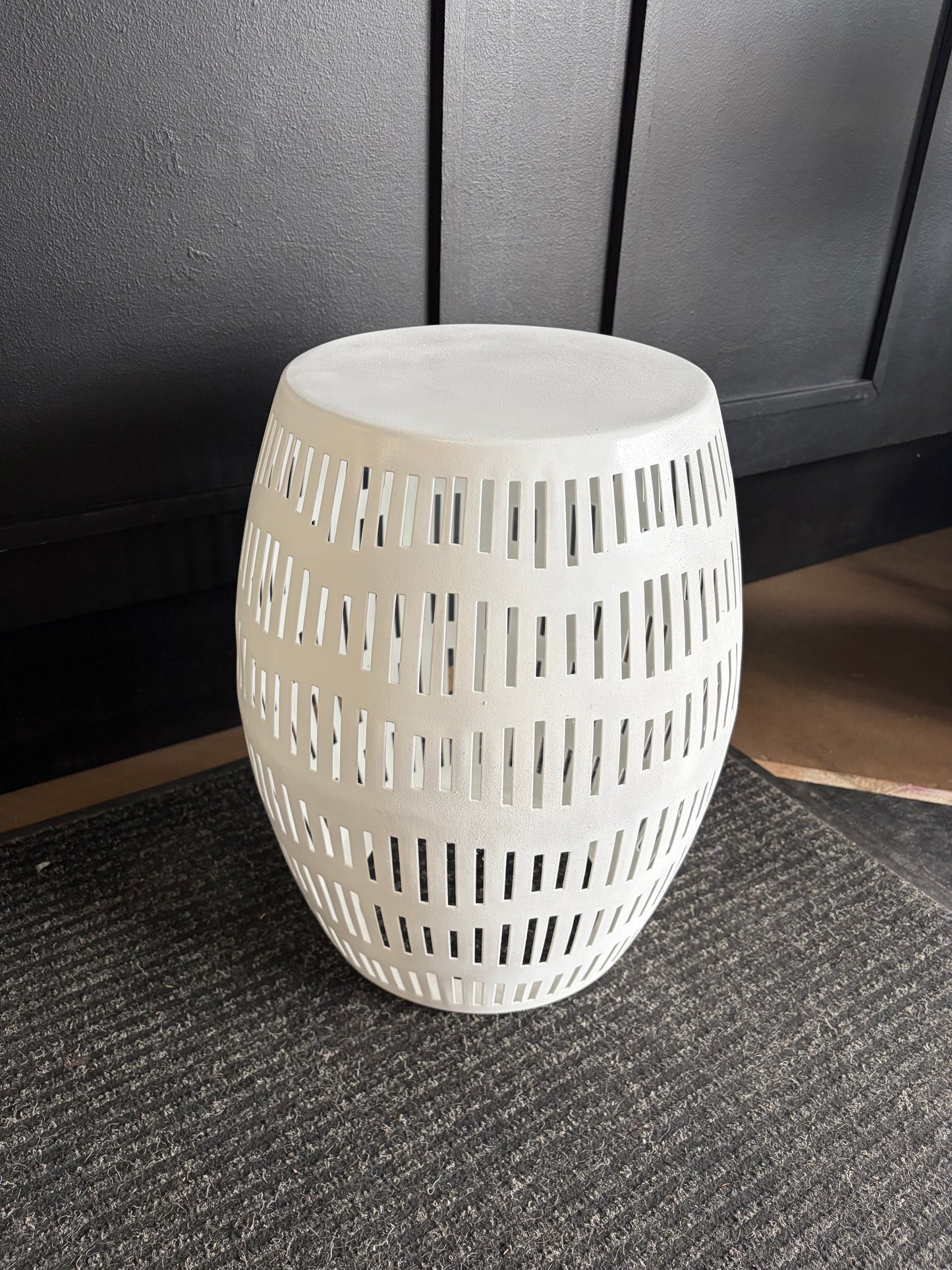 White Metal Outdoor Table with cutouts