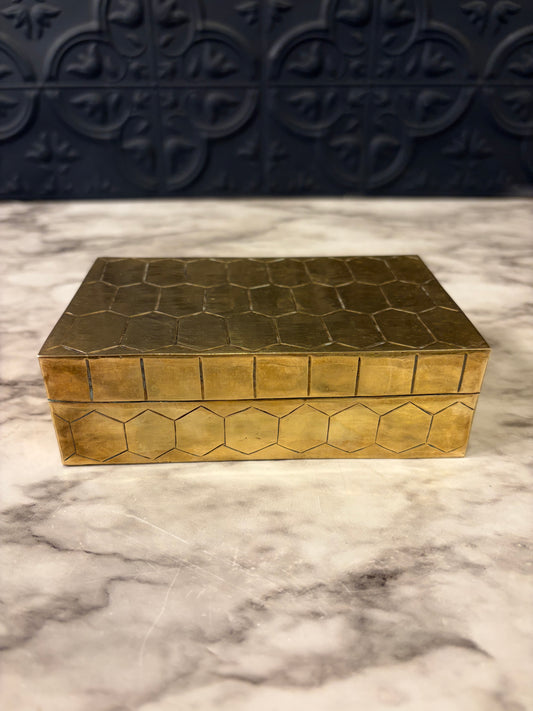 Brass Box with Honeycomb Pattern