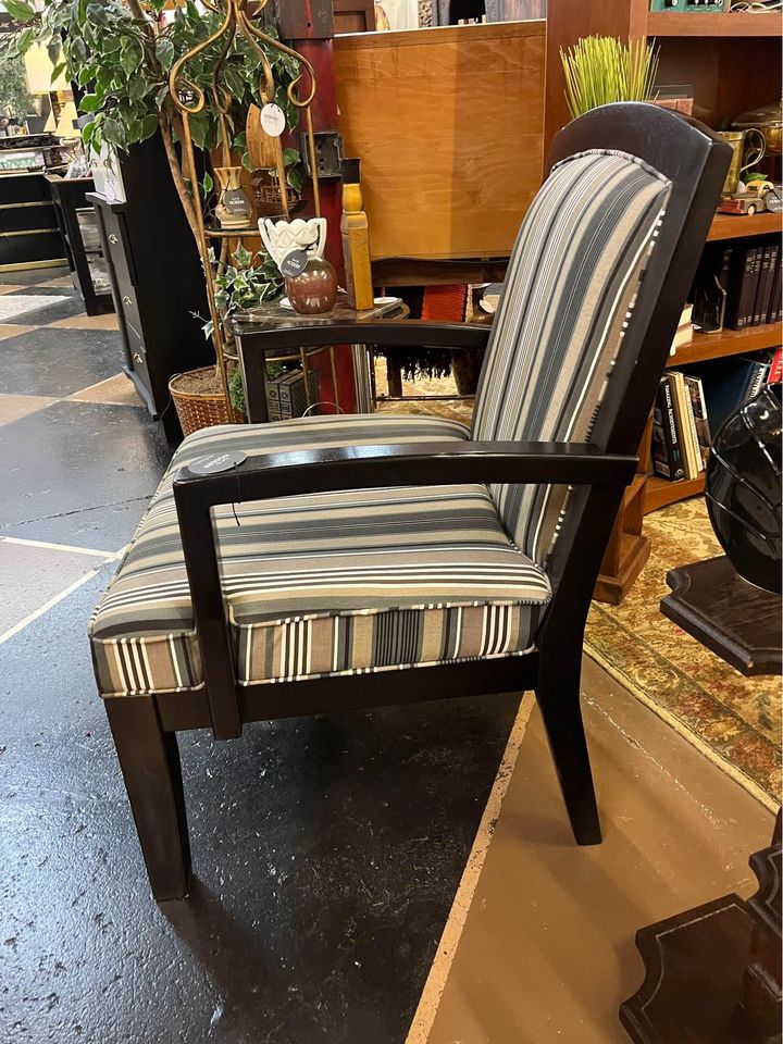 Blue and tan striped chair