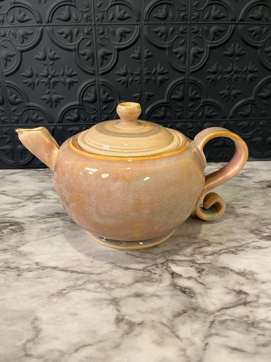 Studio Pottery Glazed Teapot Peach