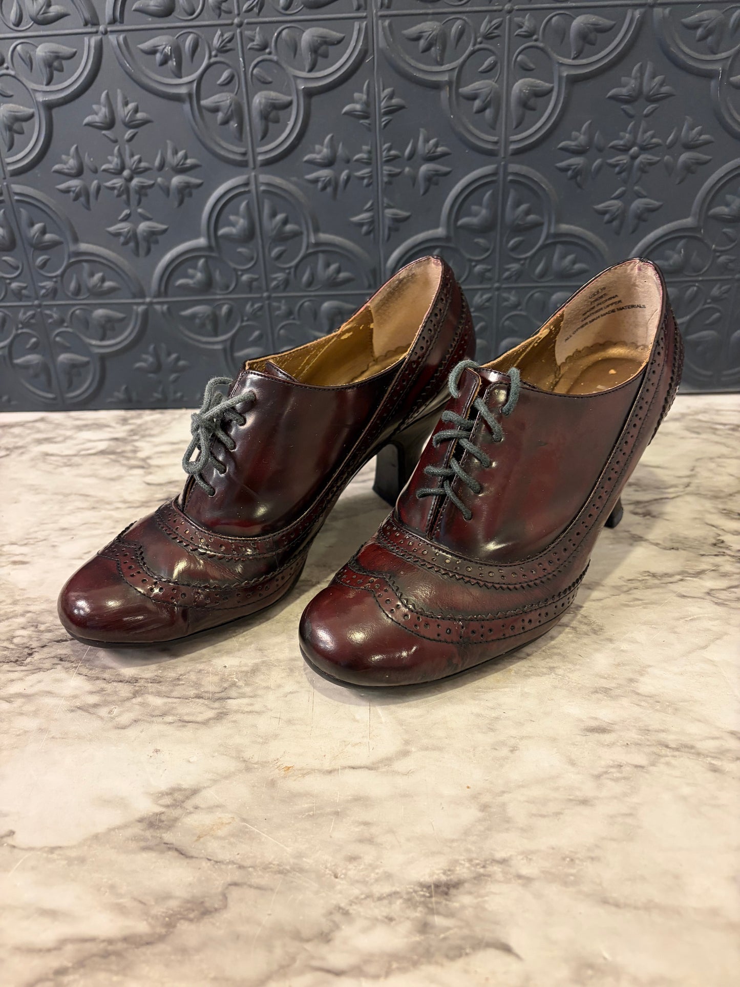 Me Too Burgundy Patent Leather Lace up Shoes