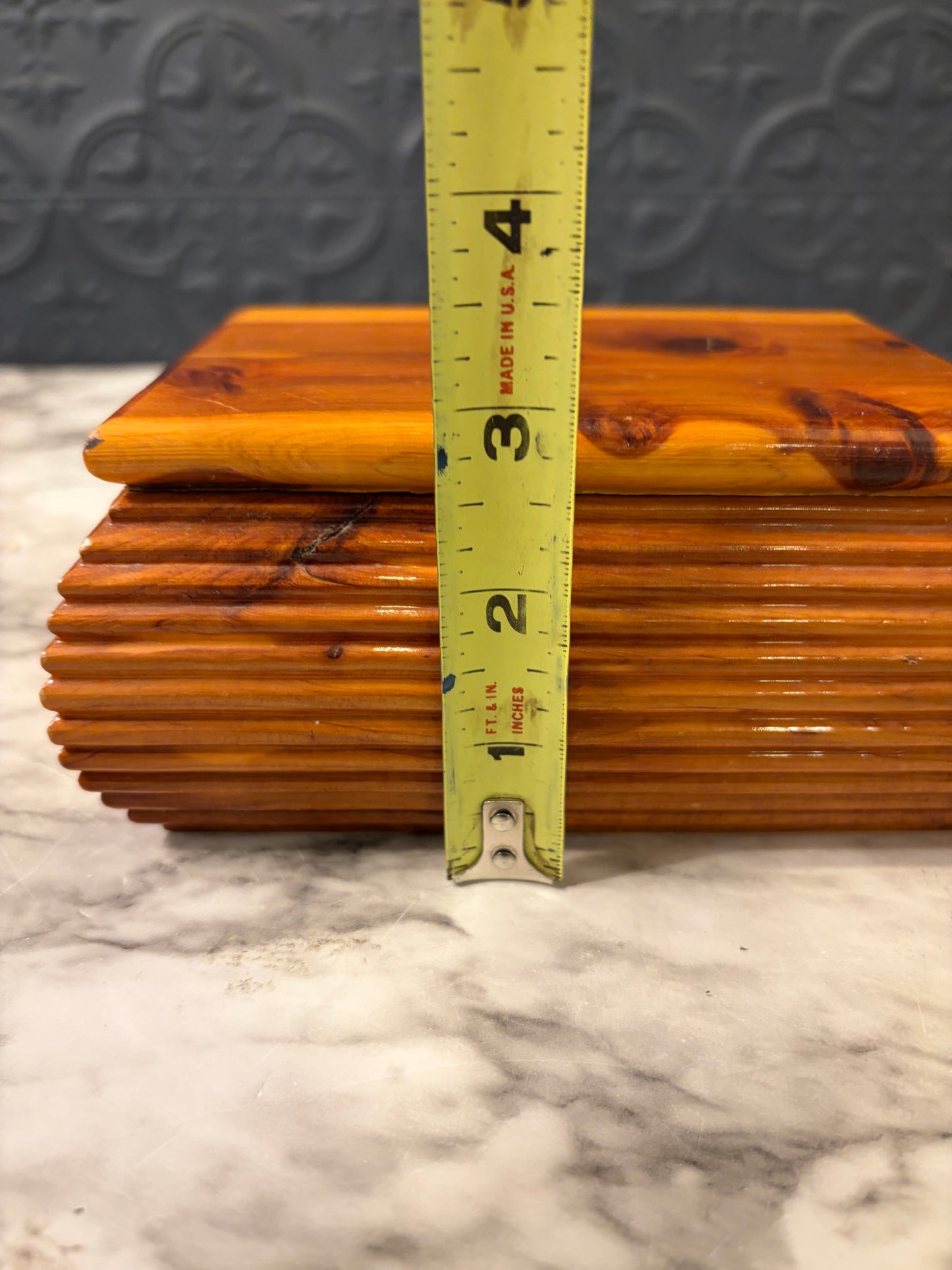 Wood Box with Ribbed Sides