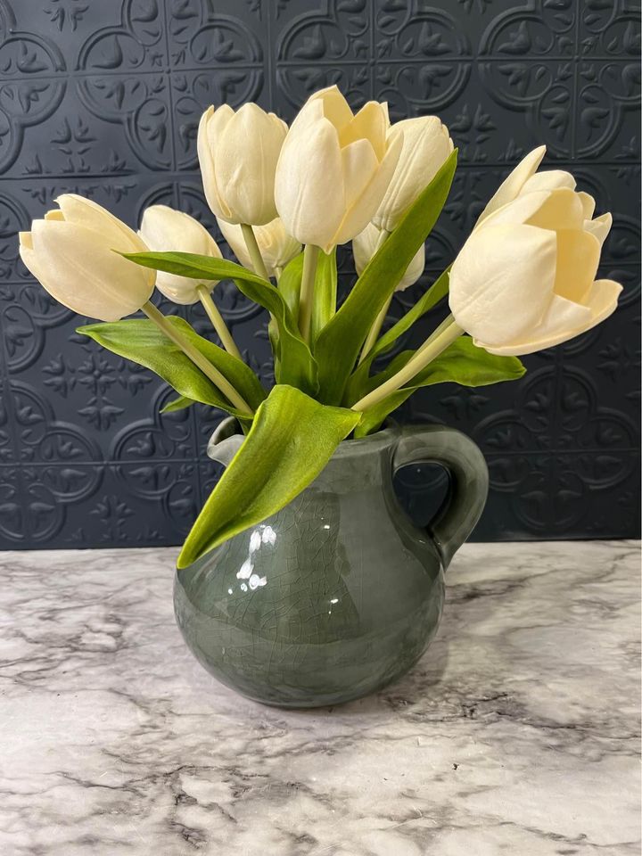 Grey Pitcher with Tulips