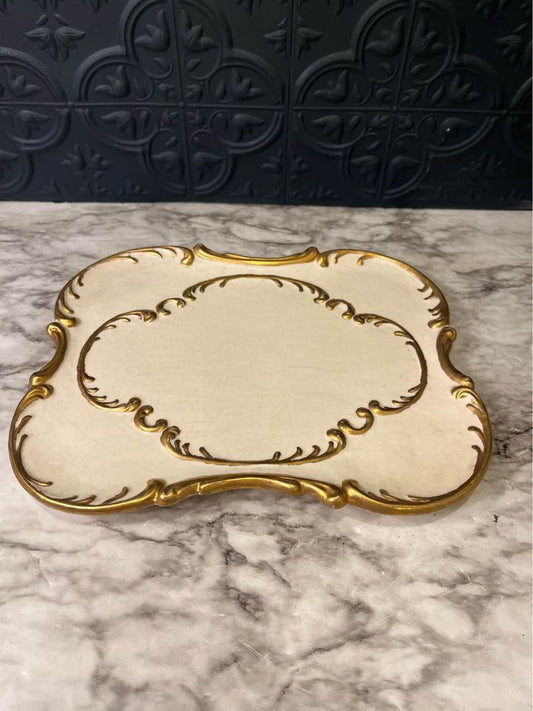 Ceramic Gold and Cream Tray