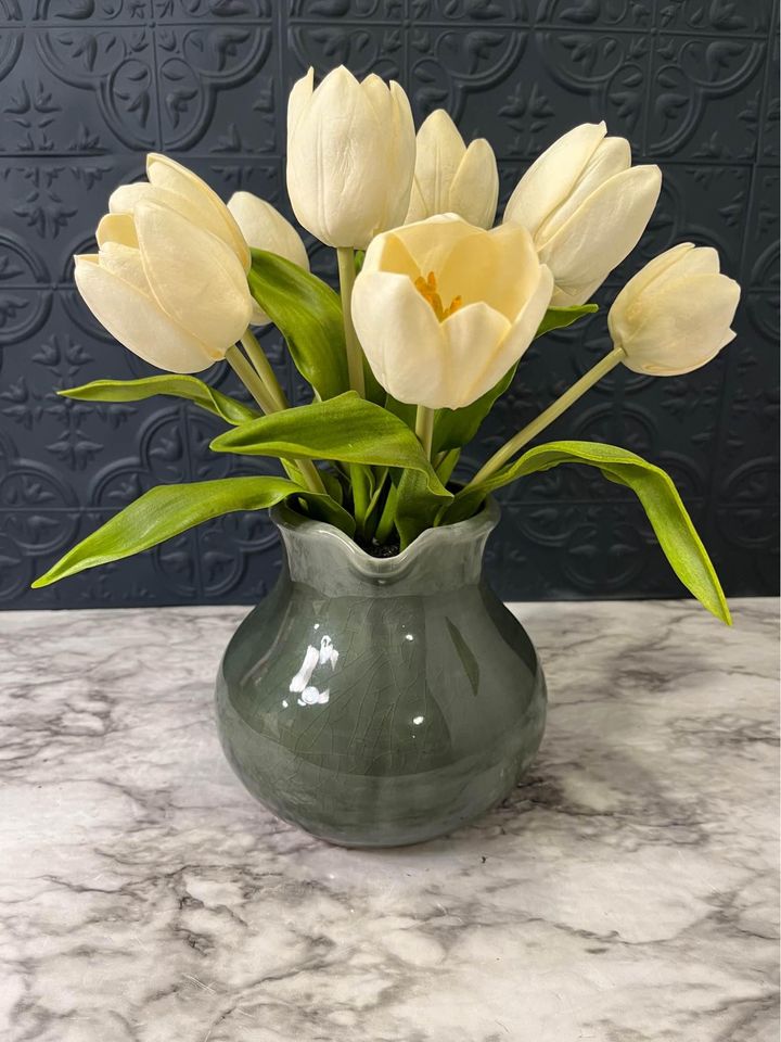 Grey Pitcher with Tulips