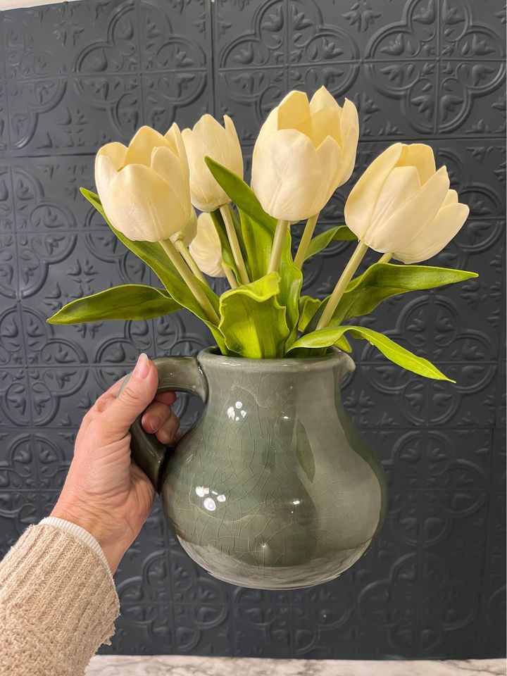 Grey Pitcher with Tulips