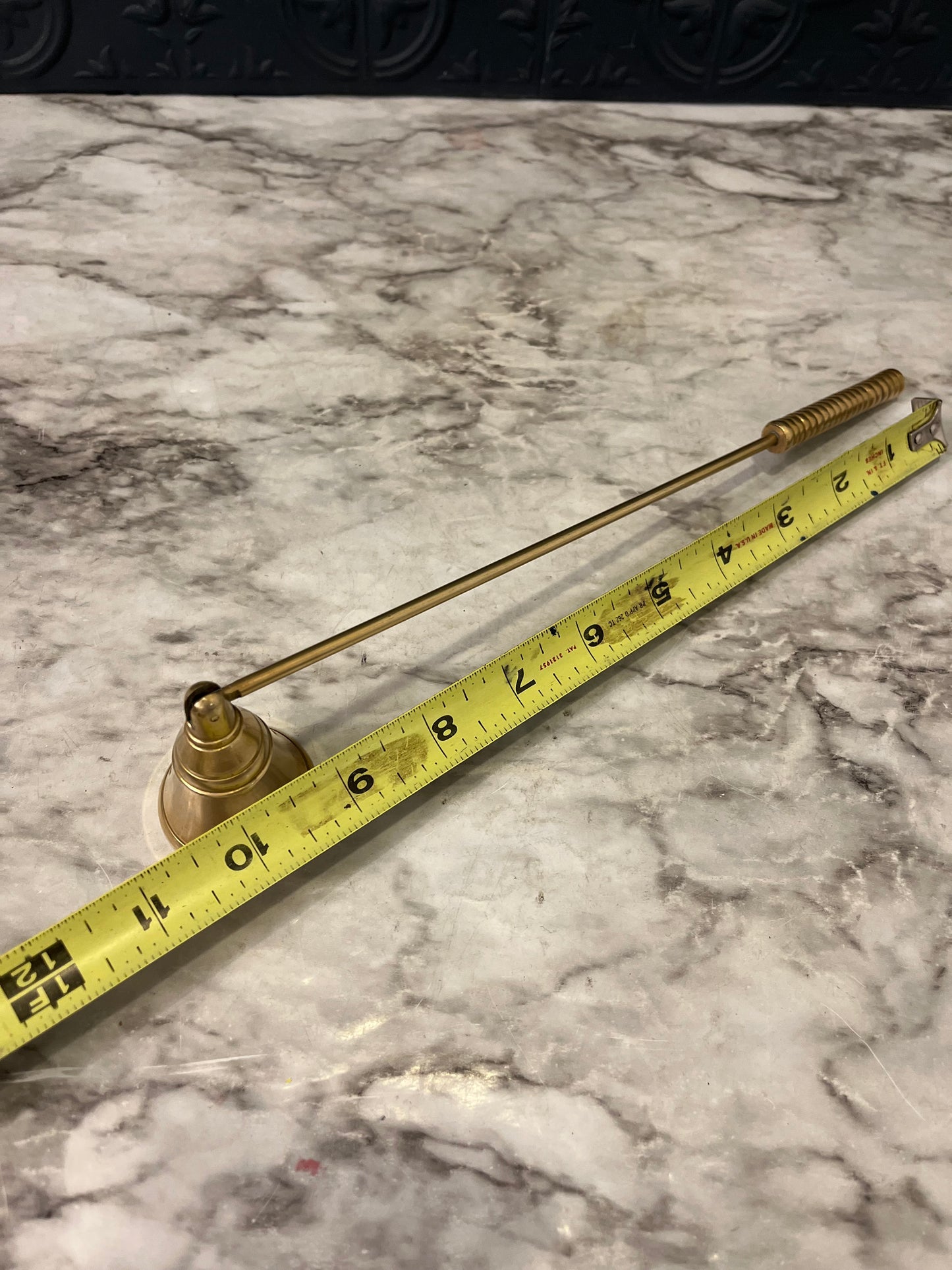 Brass Candle Snuffer with Ribbed Handle