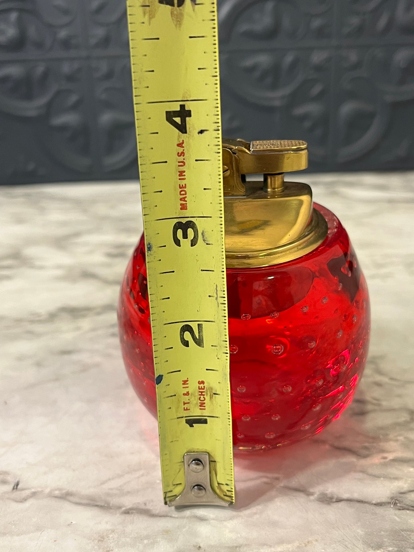 Red glass tabletop lighter