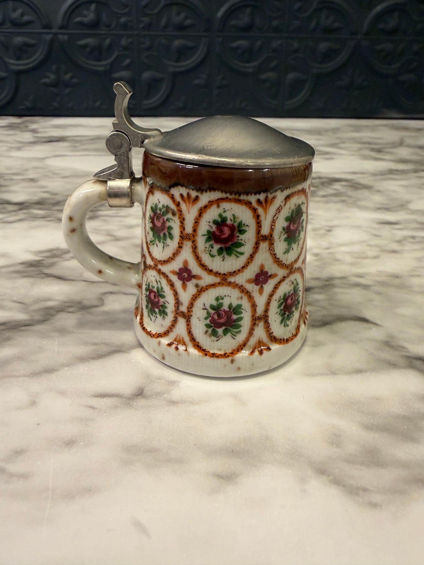Mini Rein Zinn Beer Stein with Flowers