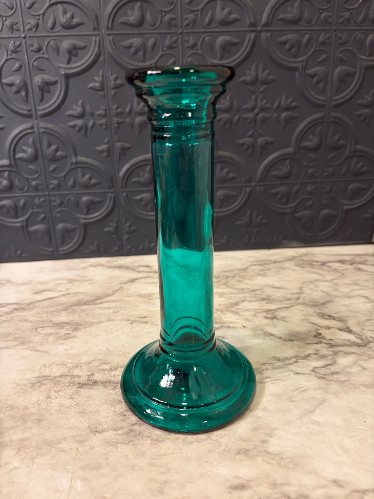 Teal Glass Candle Holder/Vase