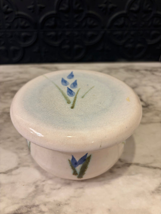 Pottery Butter Bell with Blue Florals