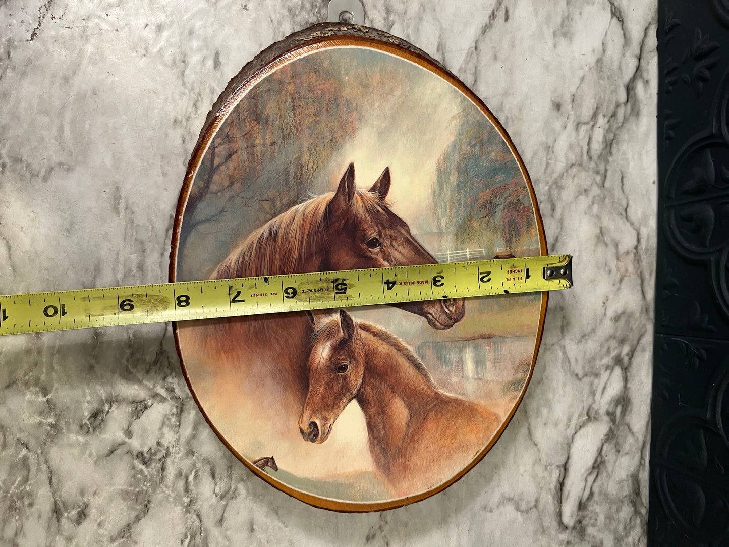 Horses on Wood Oval
