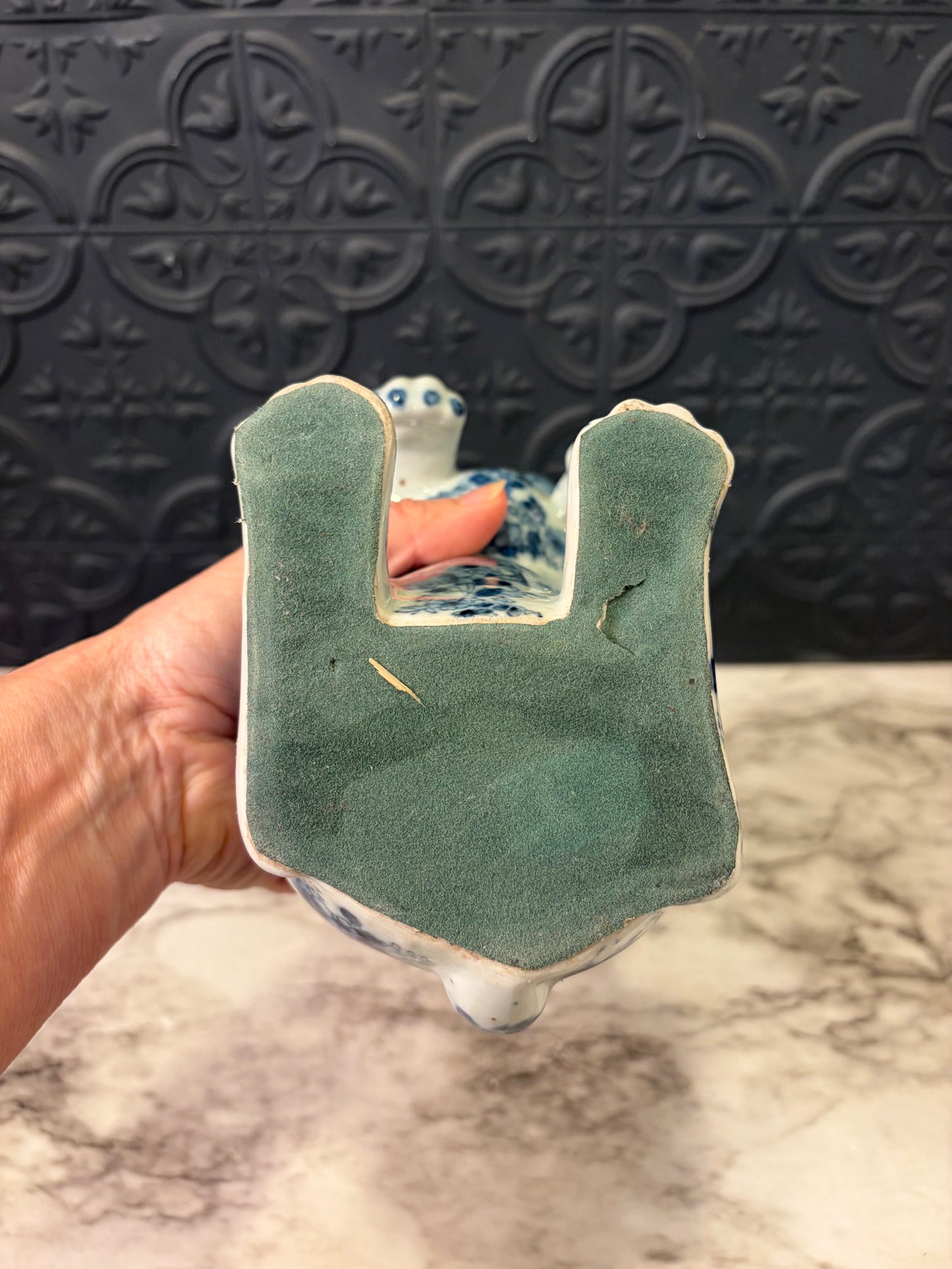 Blue and White Ceramic Bunny