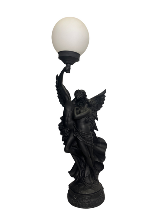 Black Resin Winged Angel Torch Lamp