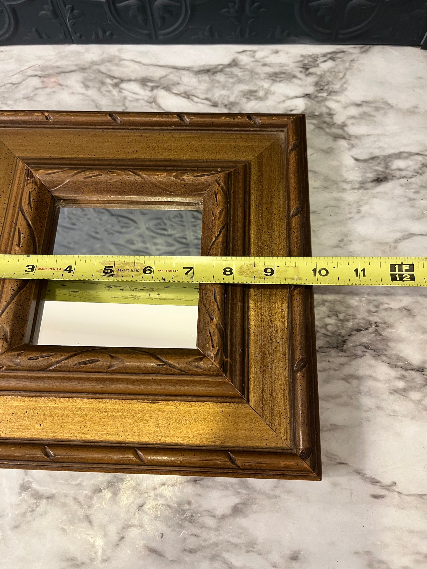 Square Chunky Mirror Gold Wood Color