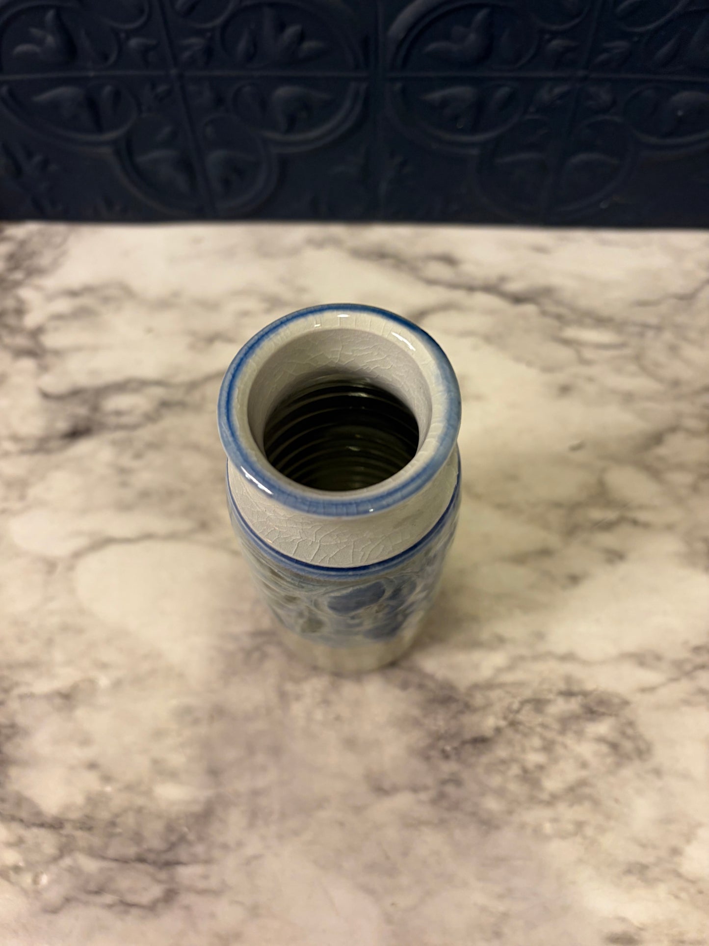 5.5 Stoneware Blue and Grey Bud Vase