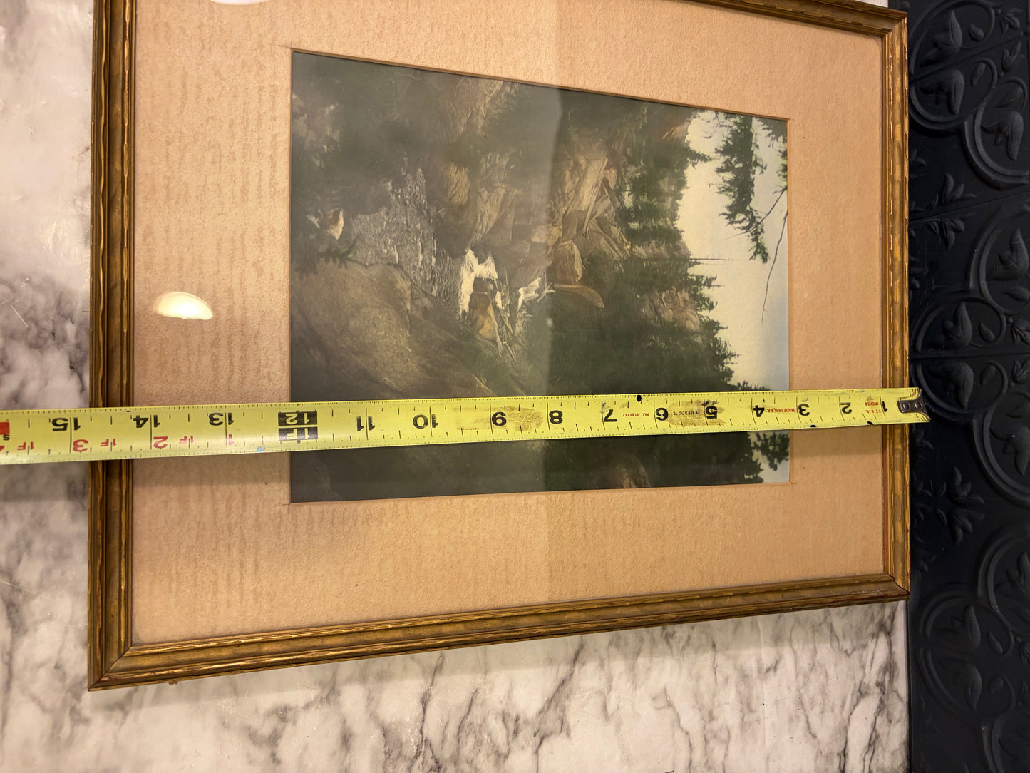 Vintage Print of Mountain Creek in Gold Frame