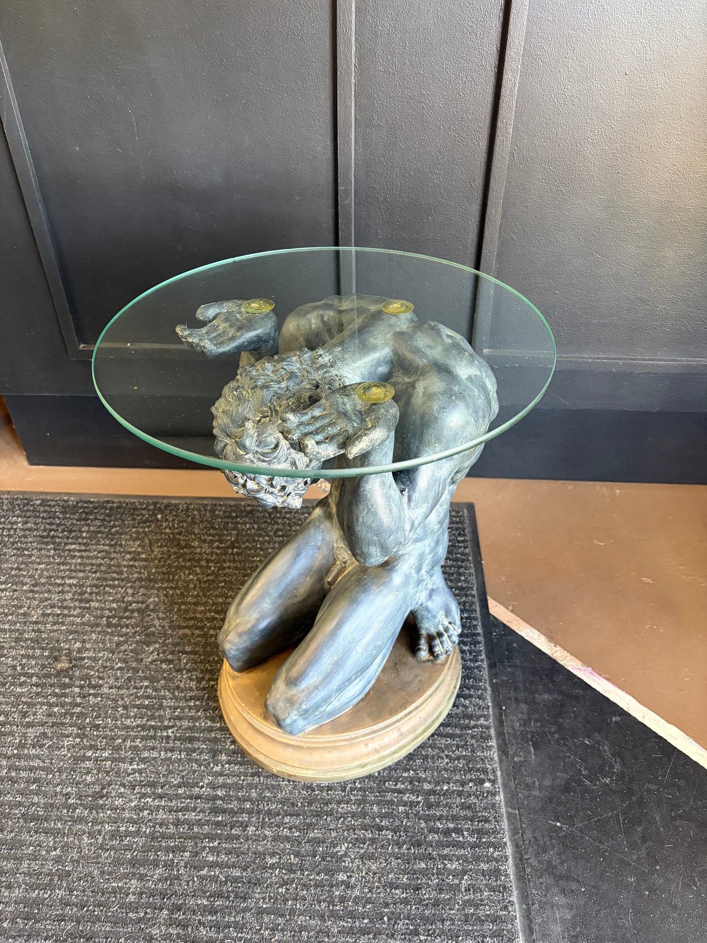 Kneeling Nude Male Figural Side Table