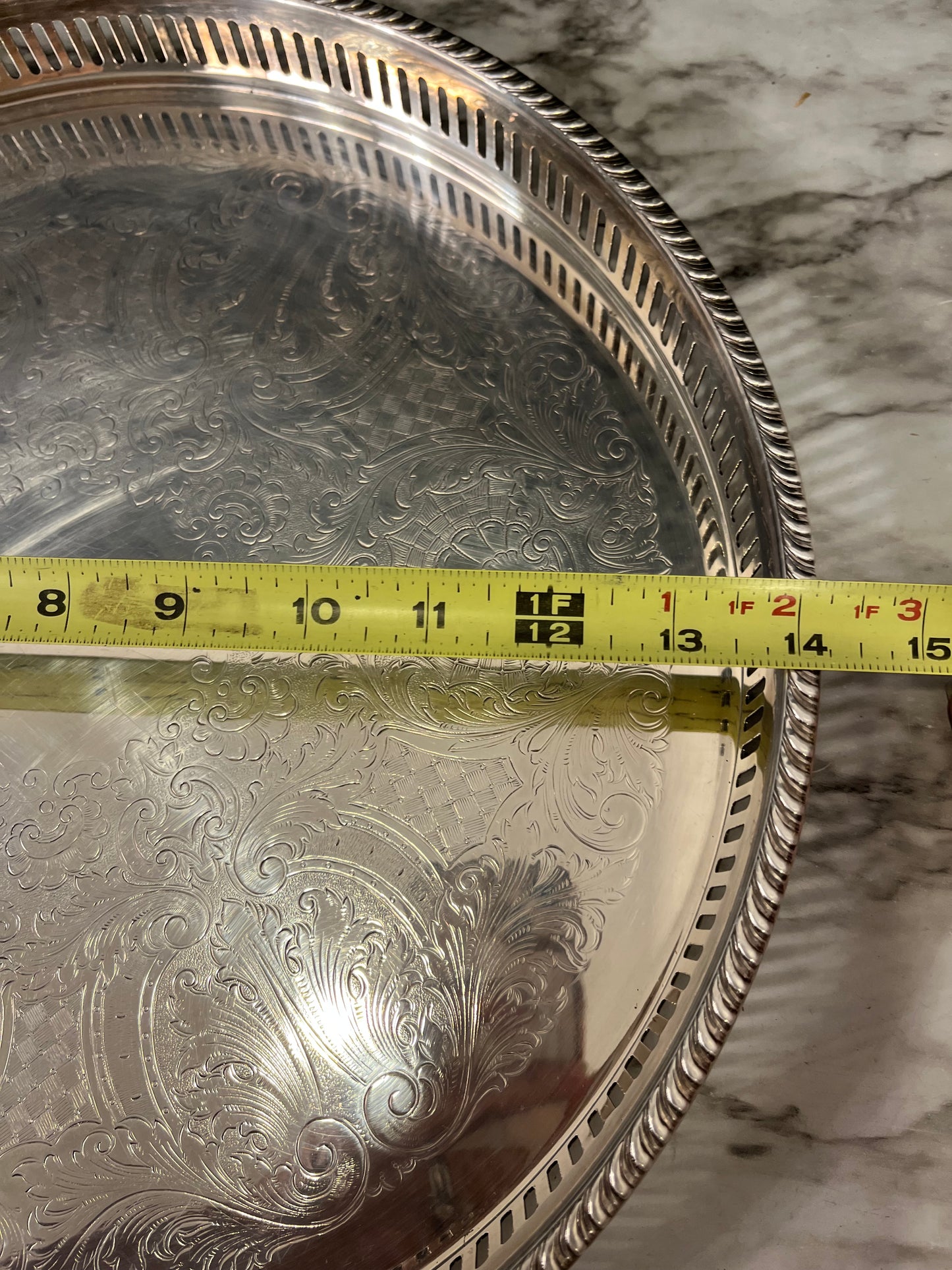 Pilgrum Silver plate 14" Round Tray