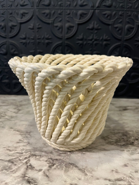 Ceramic open weave planter Marked Spain