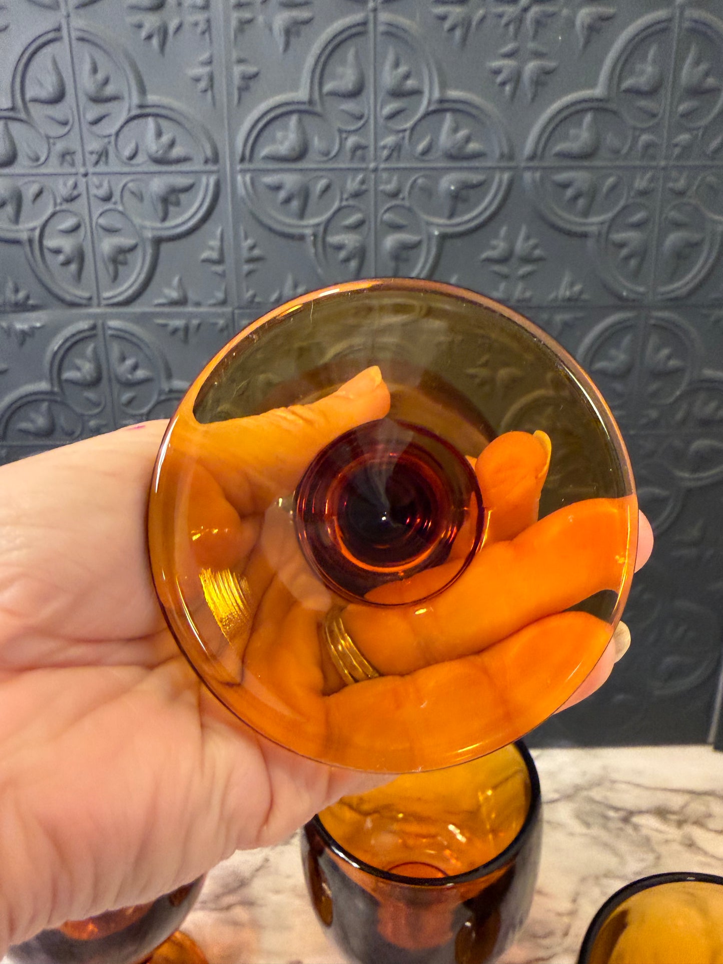 Imperial Hoffman House Amber Goblet set of 4
