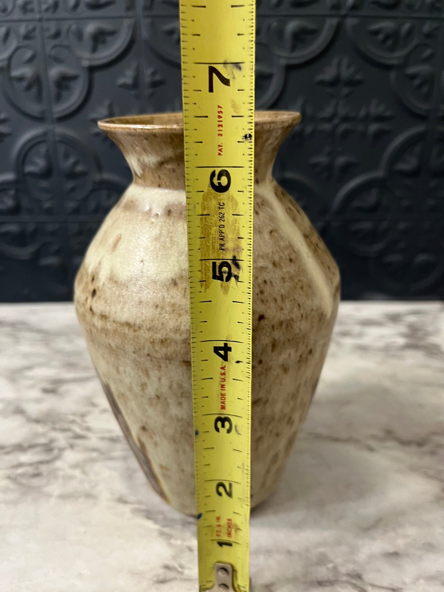 Stoneware Pottery Vase with Brown  Spots CHIP