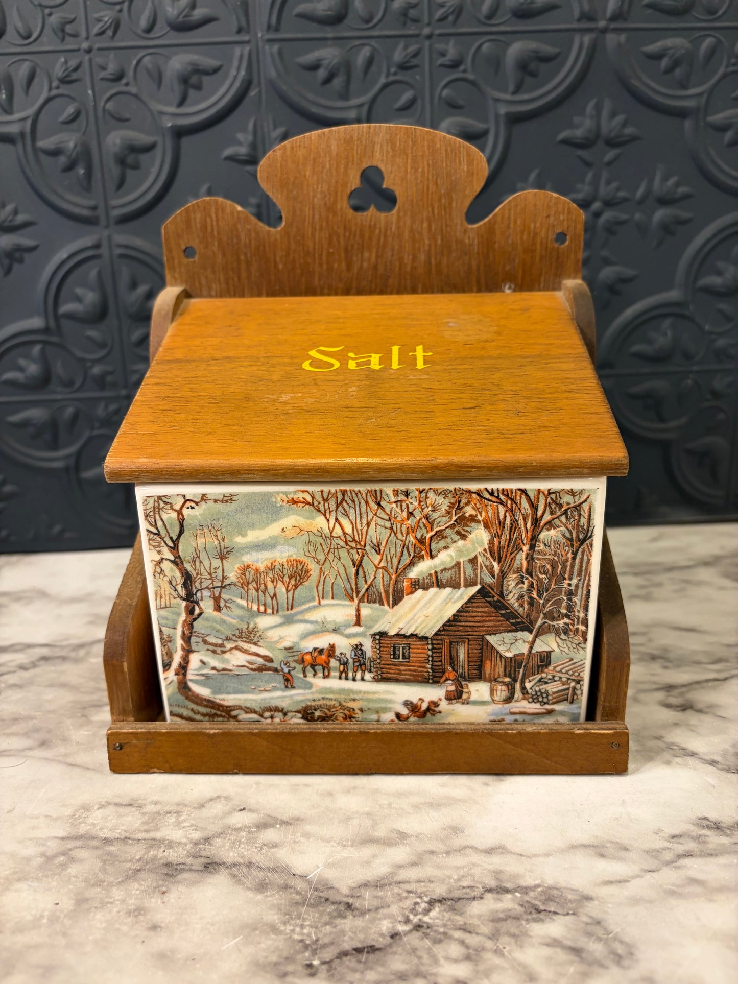Currier and Ives Salt Canister