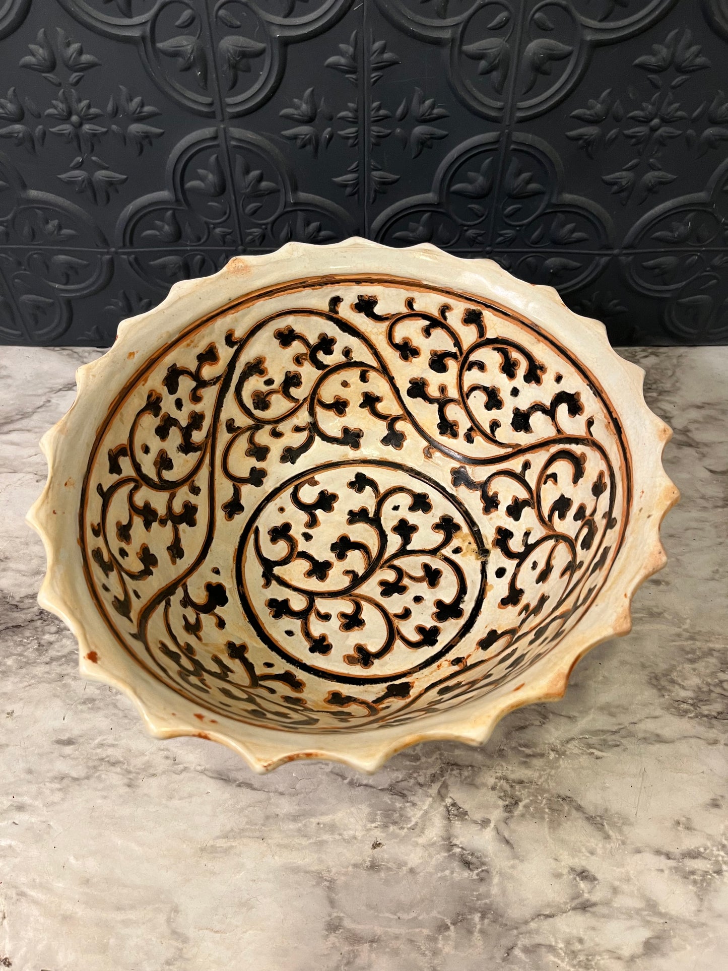 Handcrafted Terracotta bowl with Painted Design