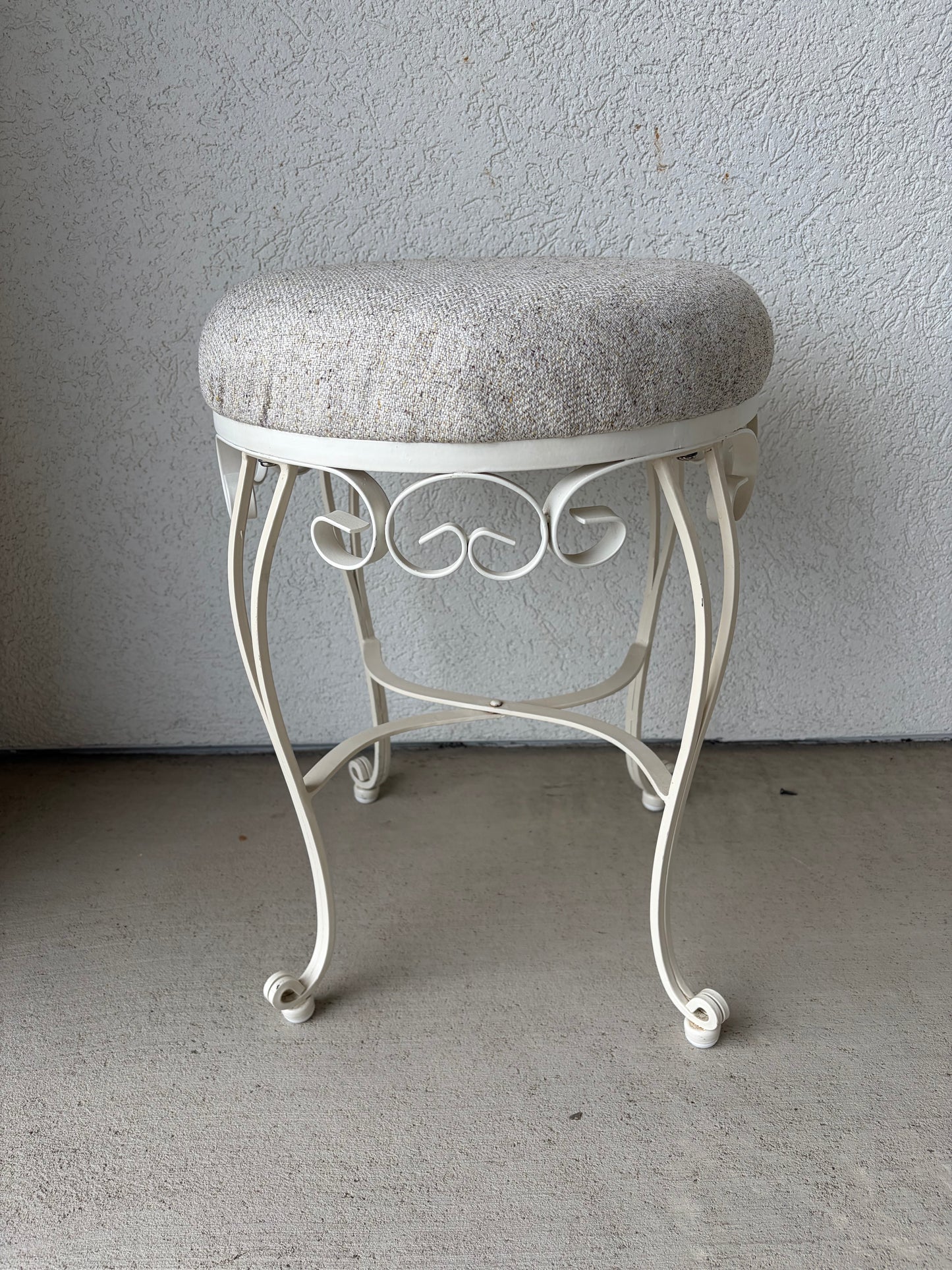 Vanity Stool White Wrought Iron