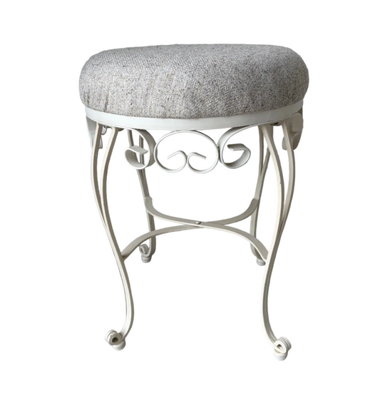 Vanity Stool White Wrought Iron