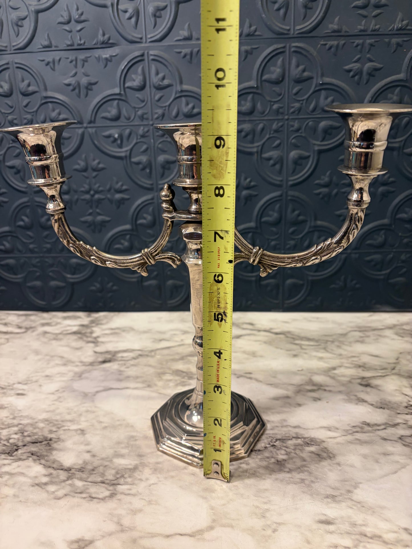 Silver Plate Three Arm Candelabra