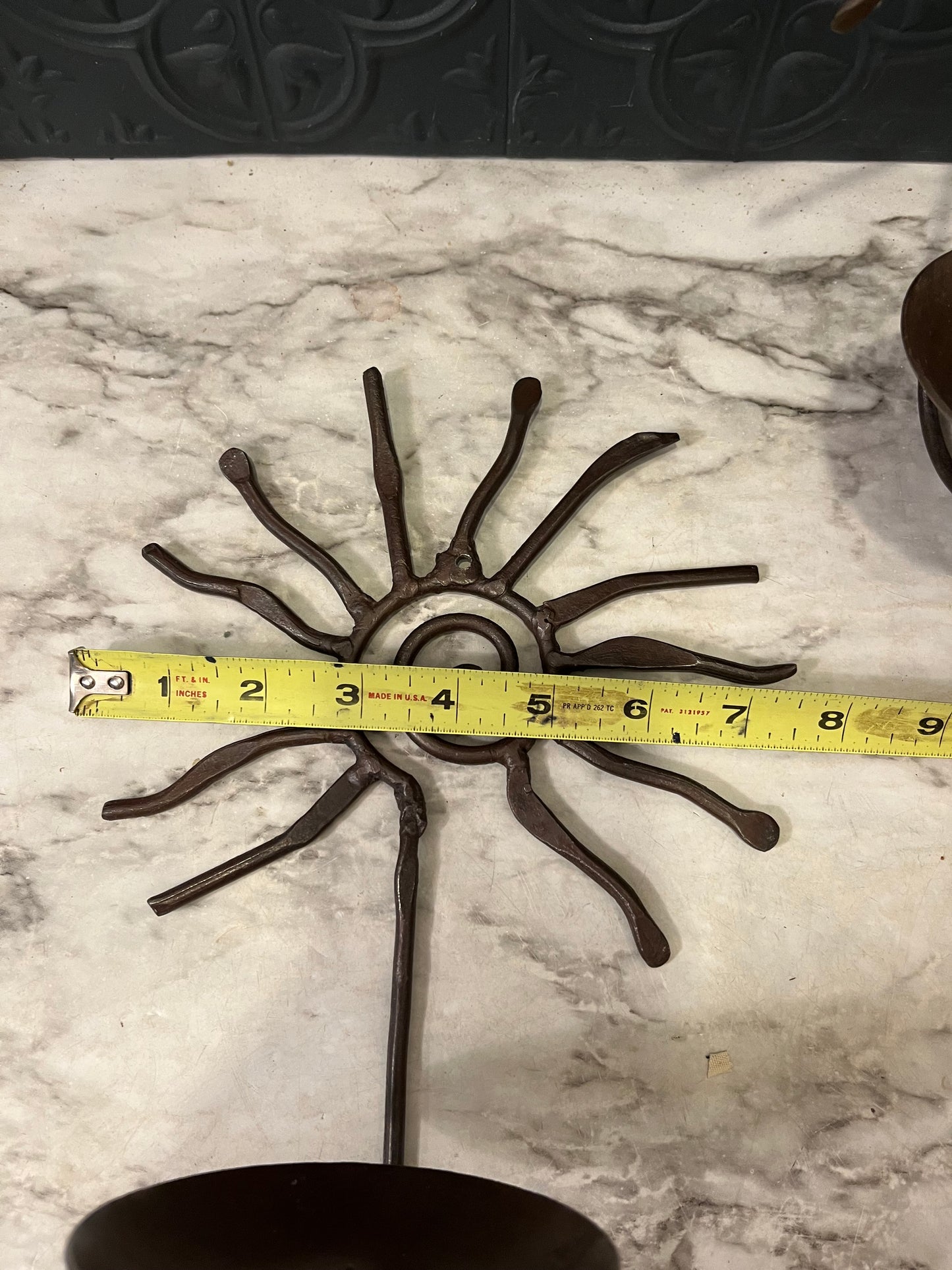Vintage Pier One Wrought Iron Sun Scroll Sconce Pair