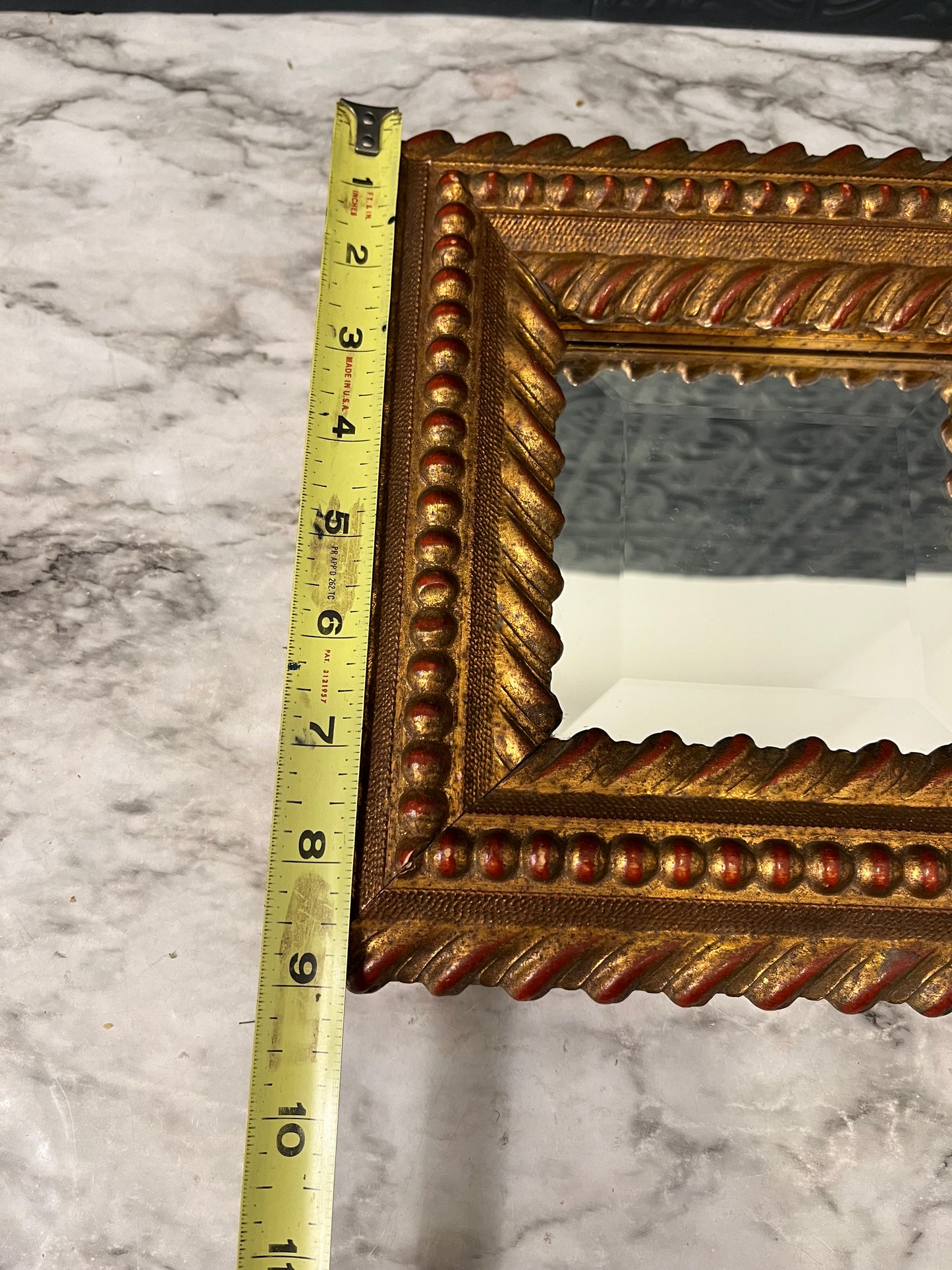 Ornate Gold Bevelled Mirror 9" Square