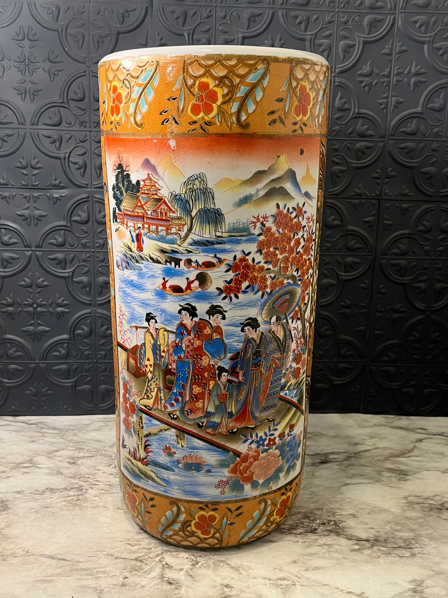 Hand Painted Asian Umbrella Holder