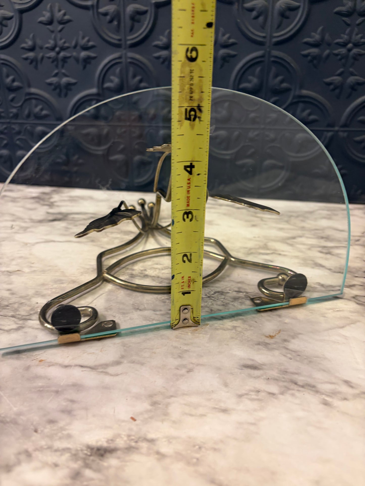 Brass Leaf and Glass Wall Shelf Small