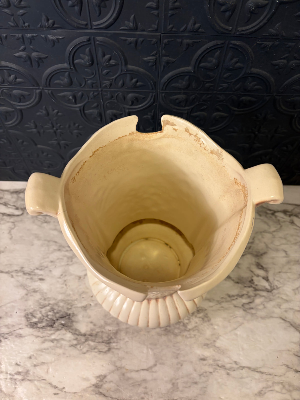 Ivory Planter with Embossed Flower design
