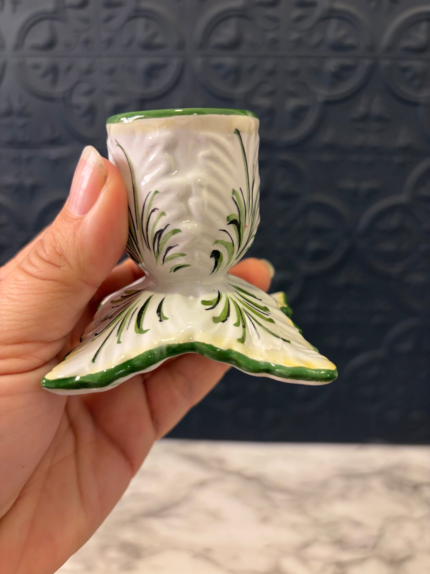 Portugese Hand Painted Candle Holders x2