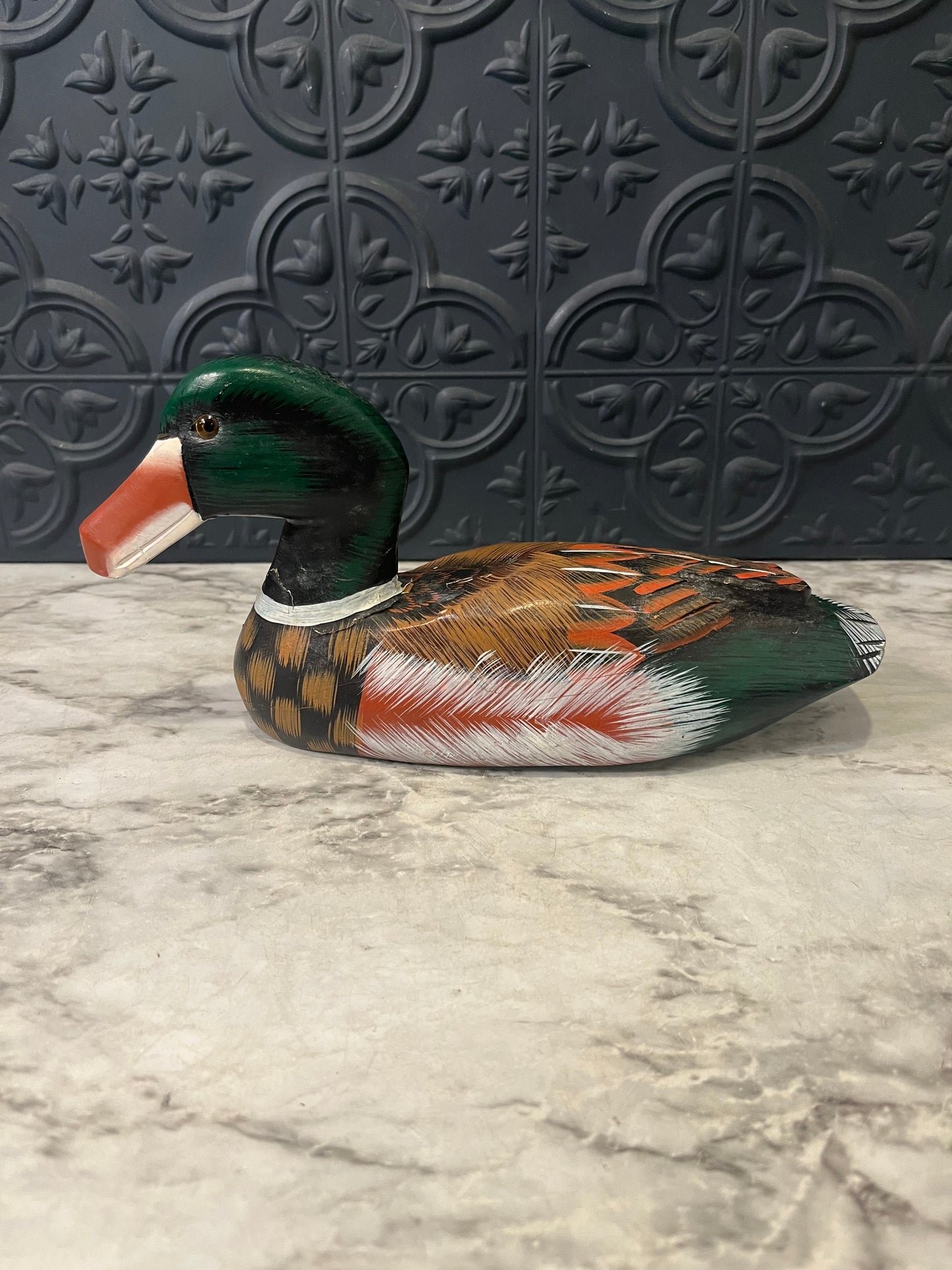 Hand Painted Wood Carved 9" Mallard