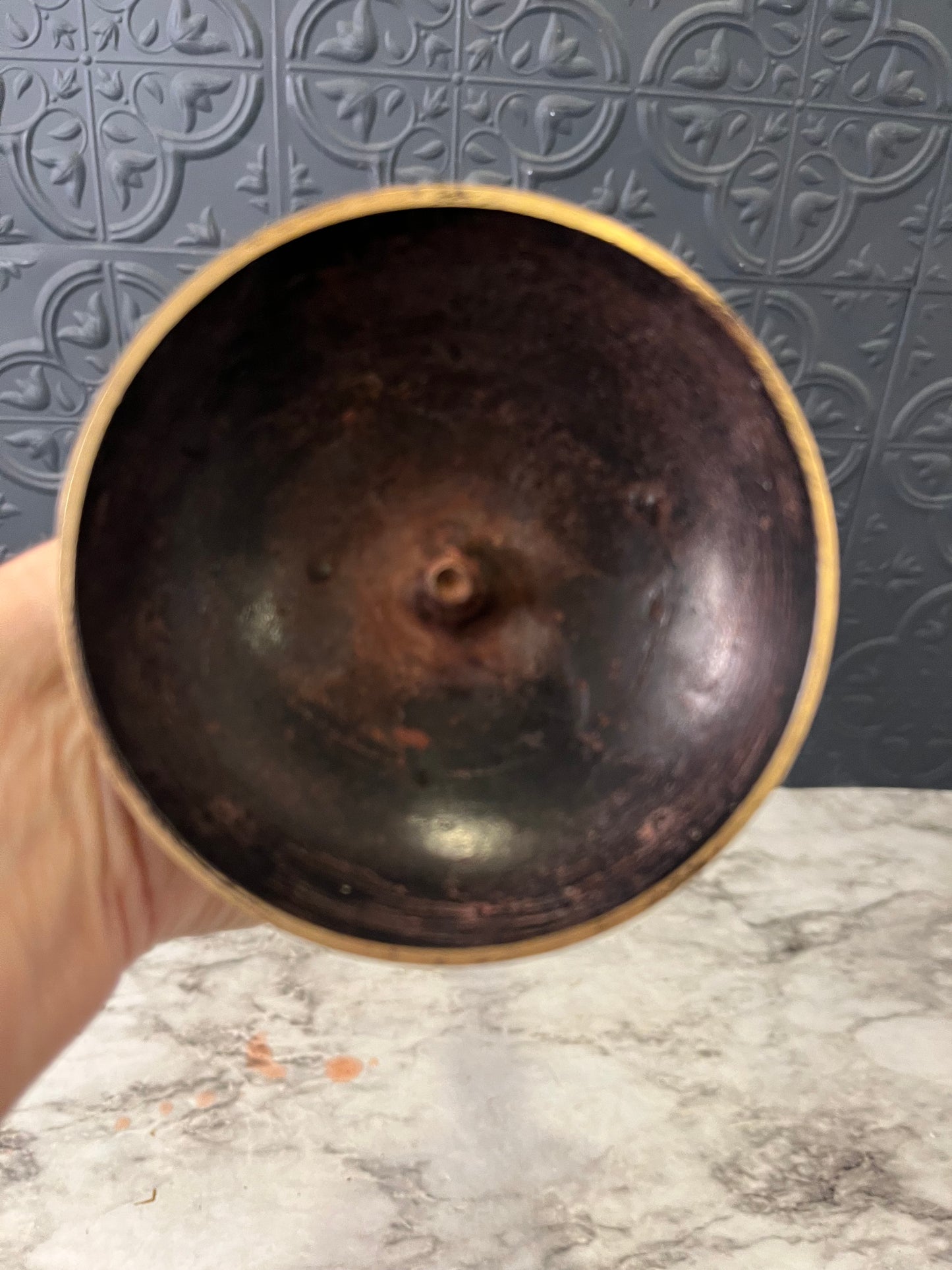 Brown Metal Candle Holder with Bubble style