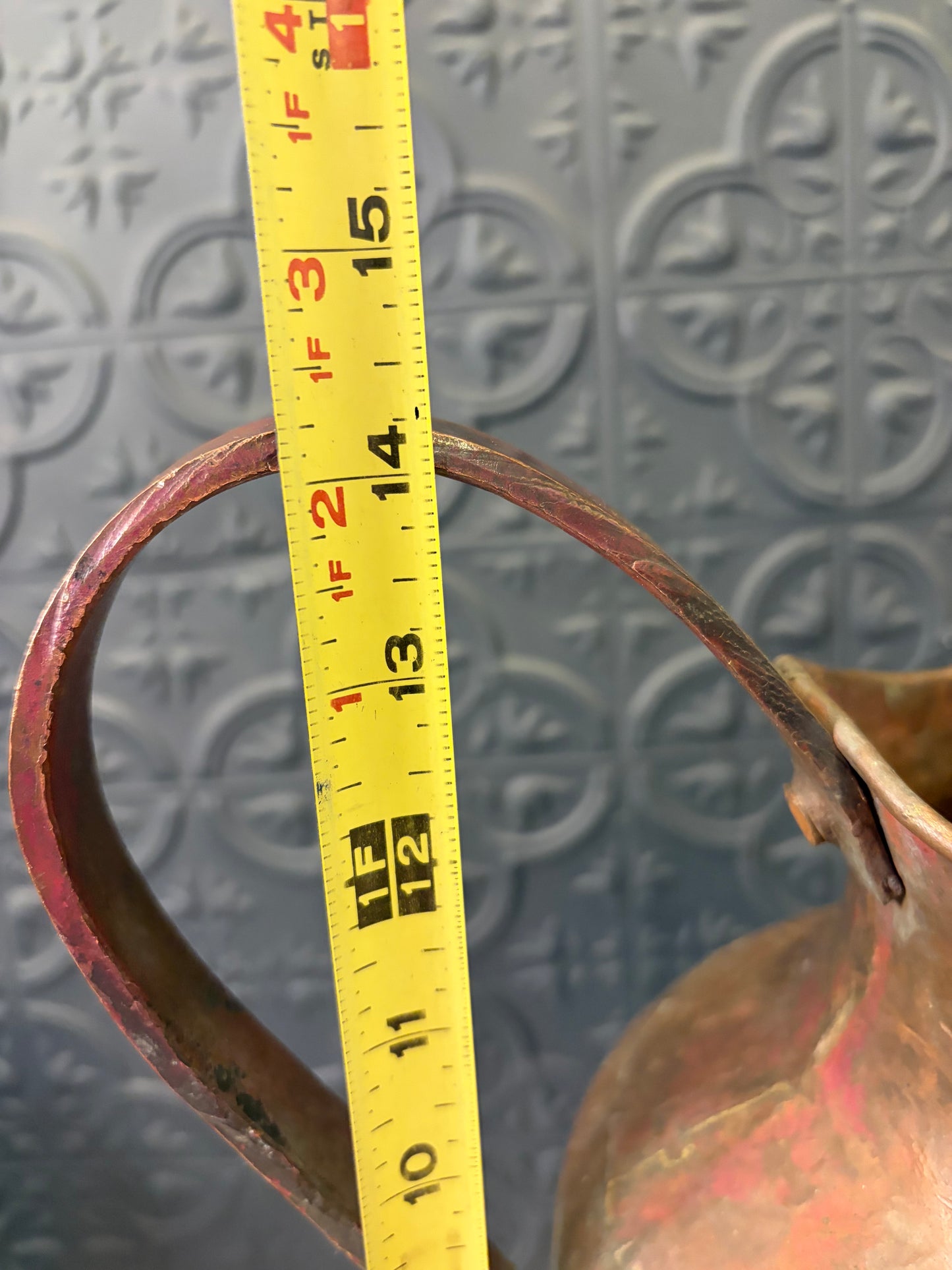Large Copper Pitcher 14"