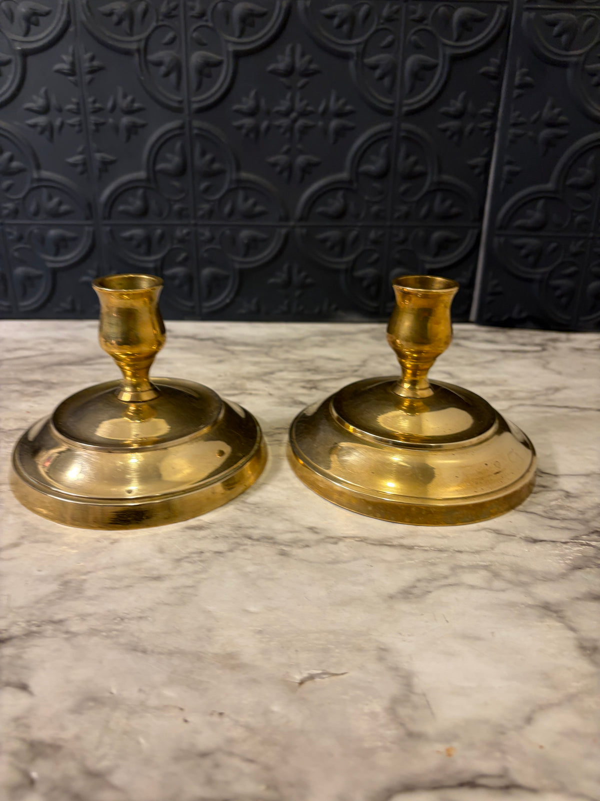 3.5" x  4" Brass Candle Holder Set