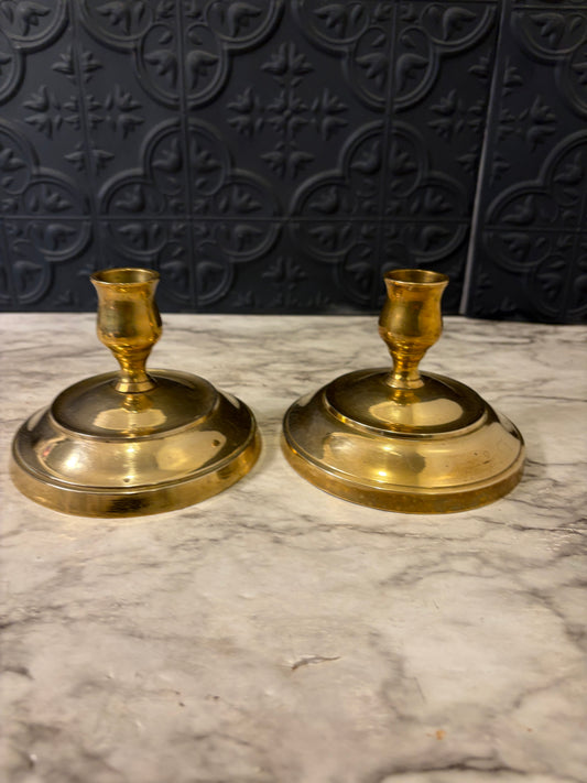 3.5" x  4" Brass Candle Holder Set