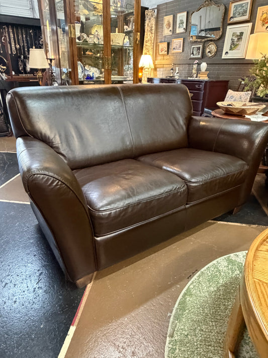 Natuzzi Brown Leather Loveseat