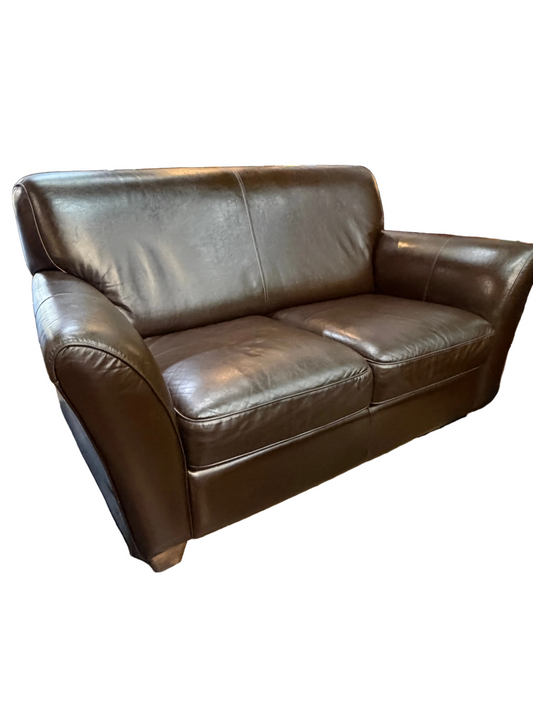Natuzzi Brown Leather Loveseat