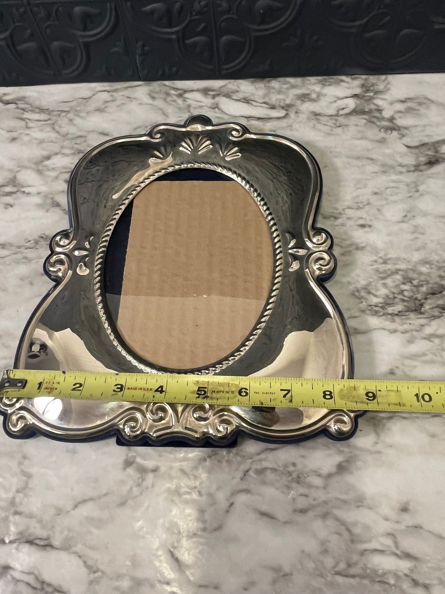 Silver Plate Frame with Blue Velvet Backing
